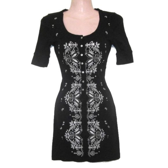 vintage black boho bandana shirt size extra small - Picture 1 of 4